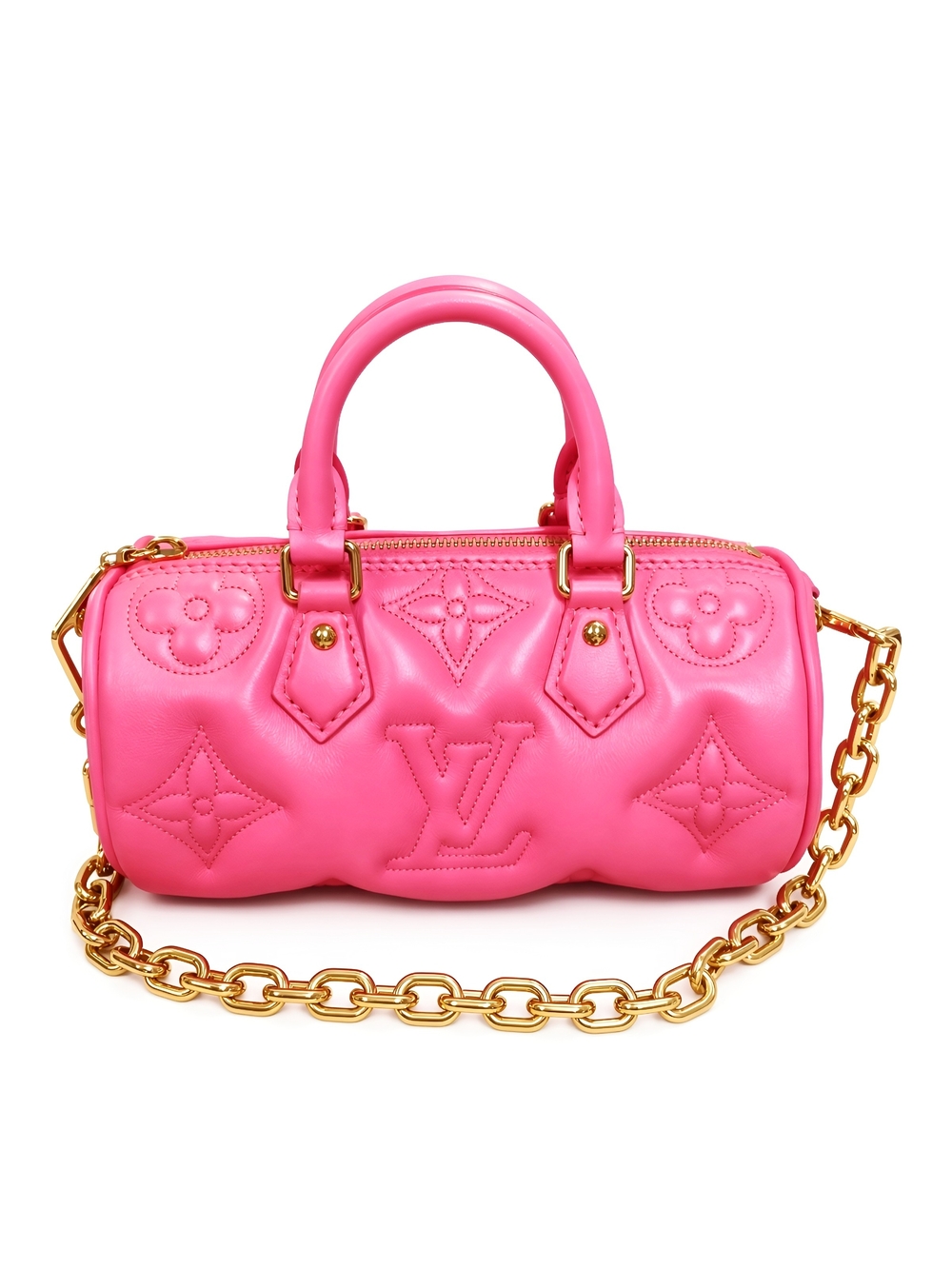 Louis Vuitton Hot Pink Monogram Barrel Bag with Gold Chain
